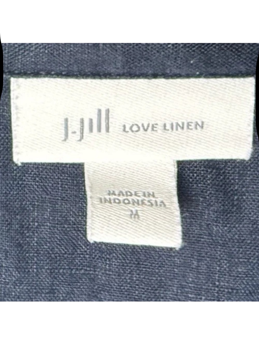 J. Jill Love Linen Top Size Medium Navy Blue Sleeveless Button Front Collared - Picture 5 of 5
